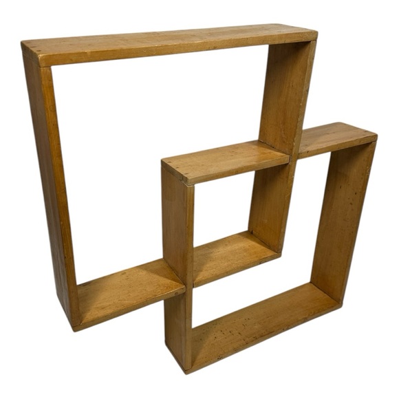 Vintage Square Interlocking Wooden Shelves Mid Century Modern Knick Knacks - Picture 1 of 9